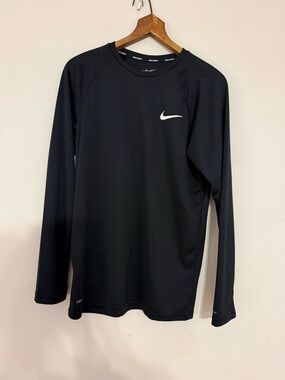 Nike Black Athletic Dri-FIT Top with White Swoosh